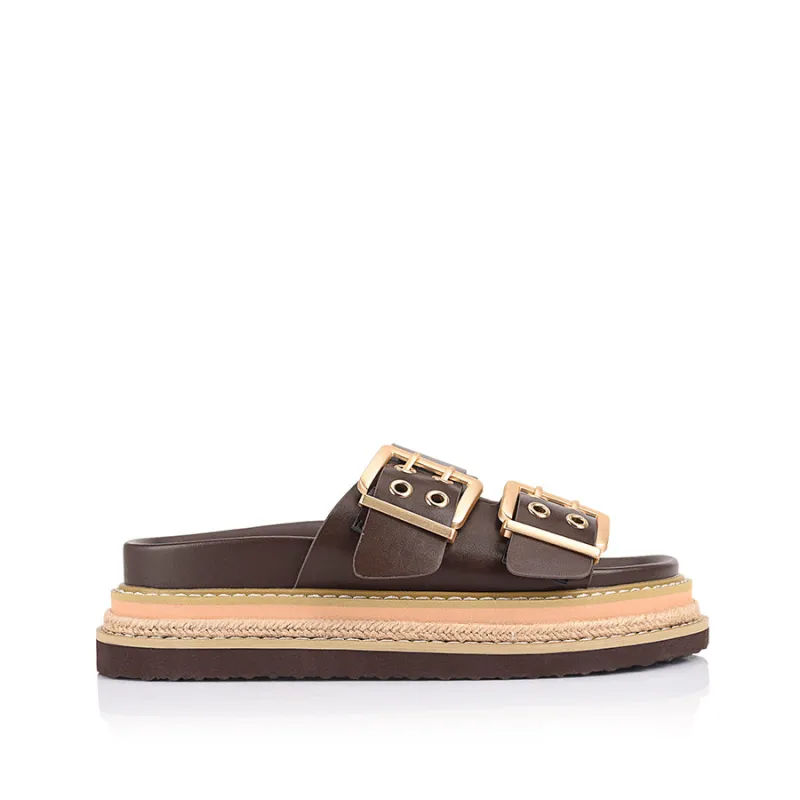 Thatcher Platform Slides - Chocolate Brown sold by Verali