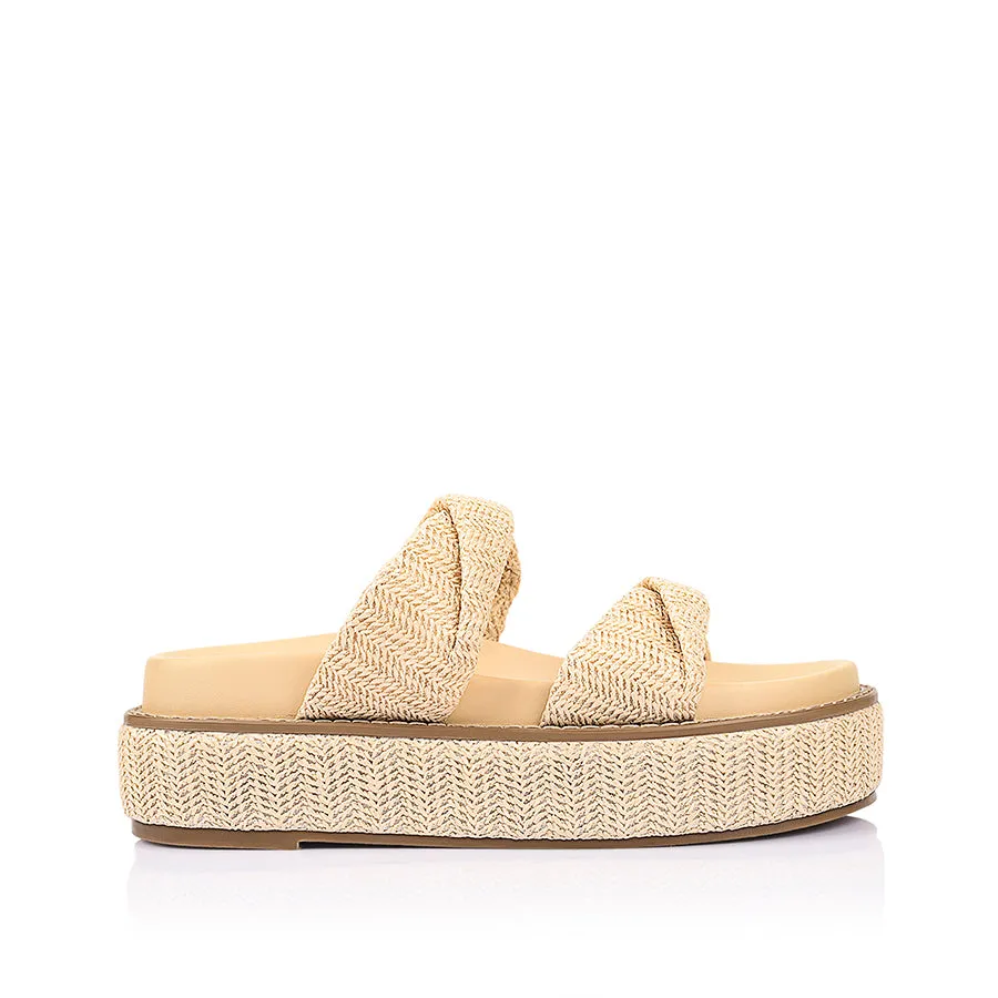 Rue Flatform Slides - Raffia sold by Verali
