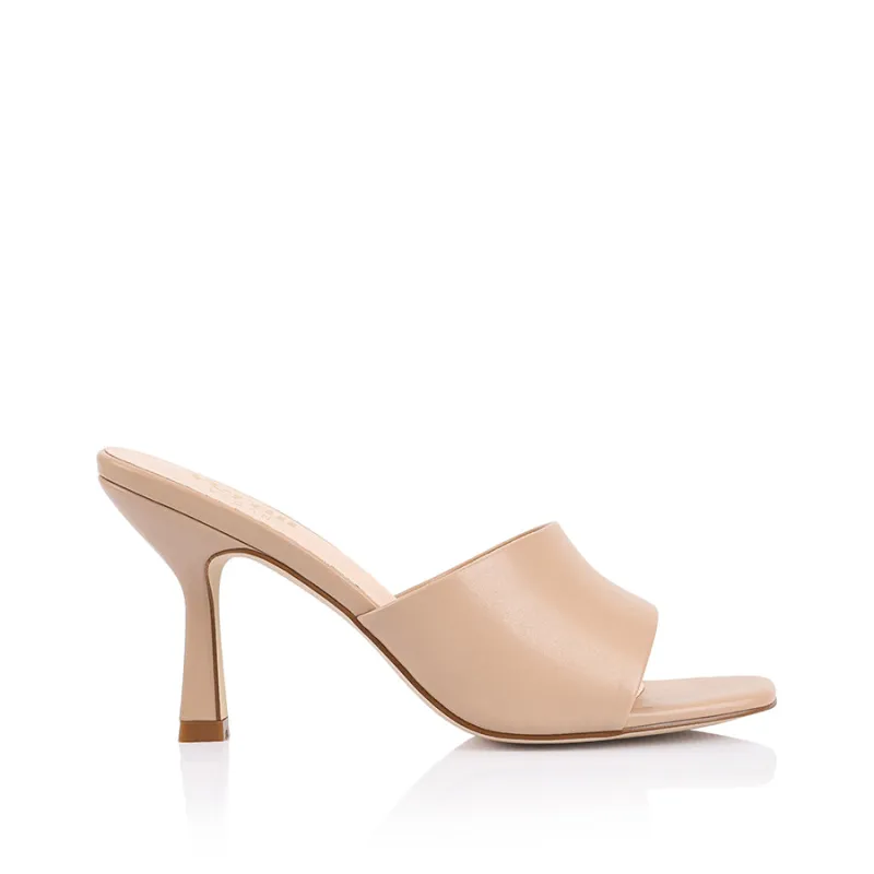 Petracca Heeled Mules - Beige sold by Verali