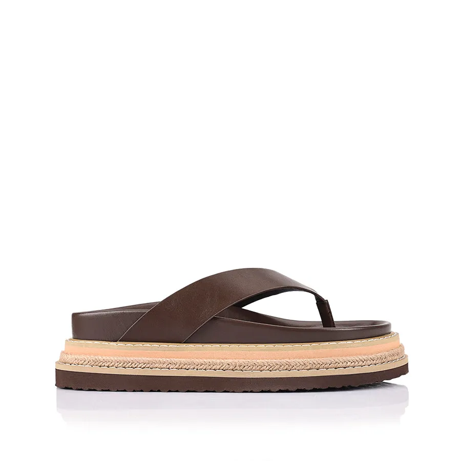 Theo Platform Thongs - Chocolate Brown sold by Verali