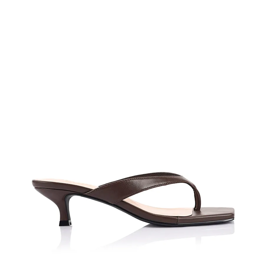 Martha Kitten Heel Thongs - Chocolate Brown sold by Verali