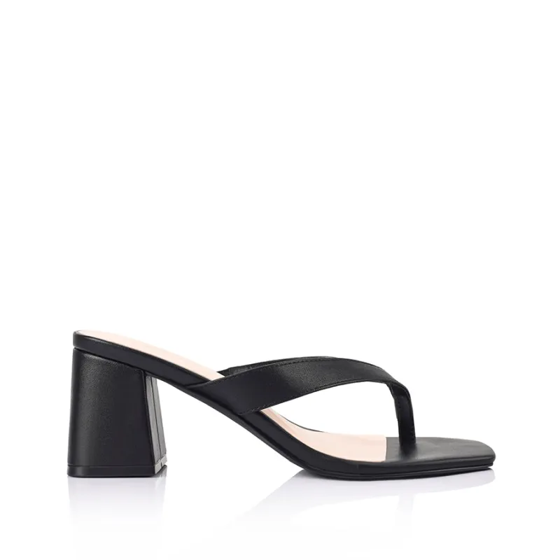 Stoked Block Heel Thongs - Black sold by Verali