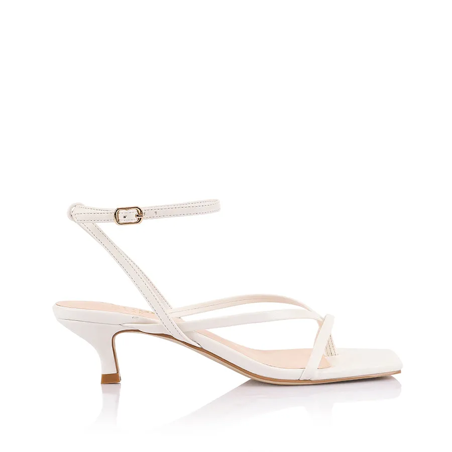 Maeve Kitten Heel Sandals - Chalk White sold by Verali