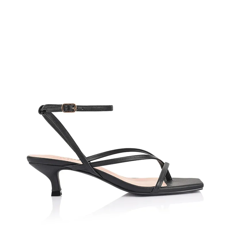 Maeve Kitten Heel Sandals - Black sold by Verali