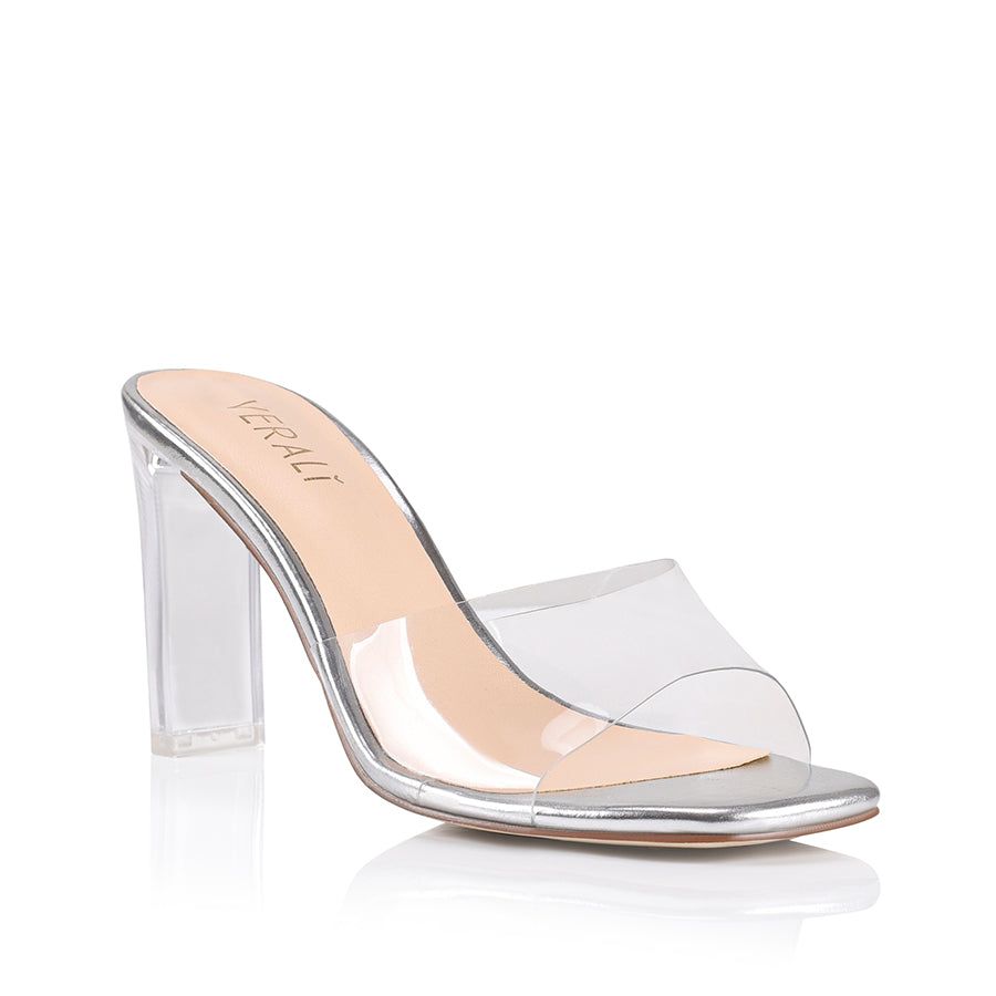 Kiah Clear Heel Mules - Silver Smooth sold by Verali product image thumbnail 2