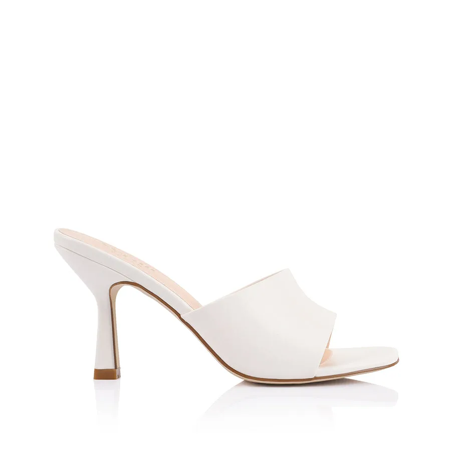 Petracca Heeled Mules - Chalk White sold by Verali