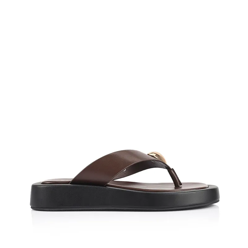 Bosley Platform Thongs - Chocolate Brown sold by Verali