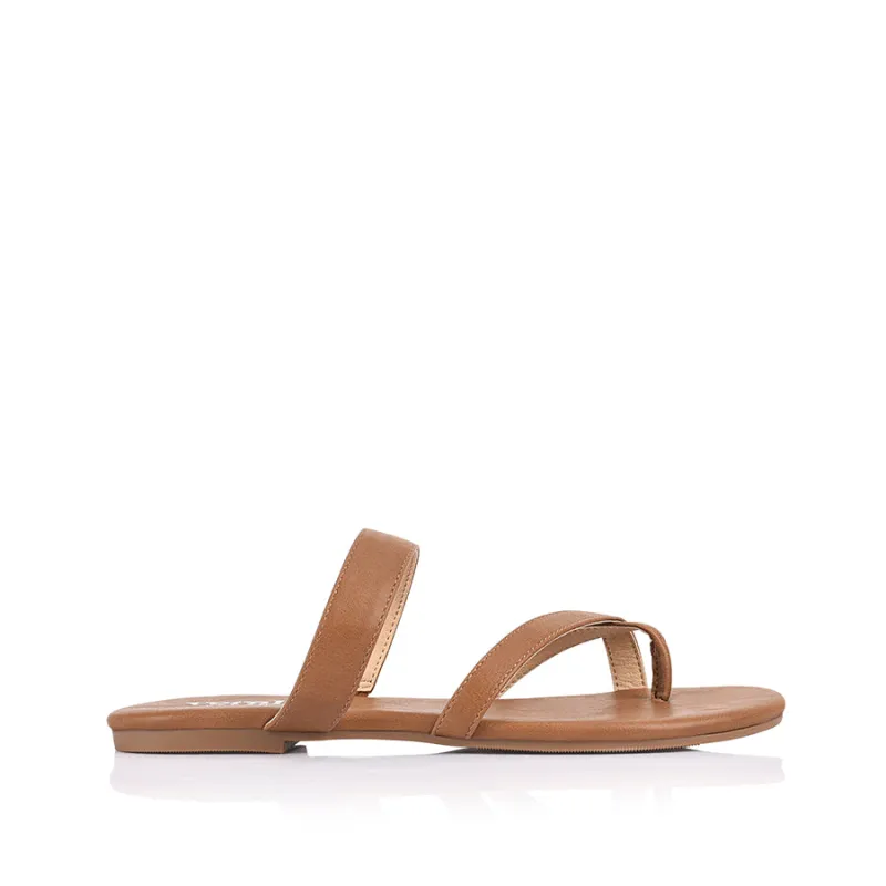 Tova Strappy Thongs - Tan sold by Verali