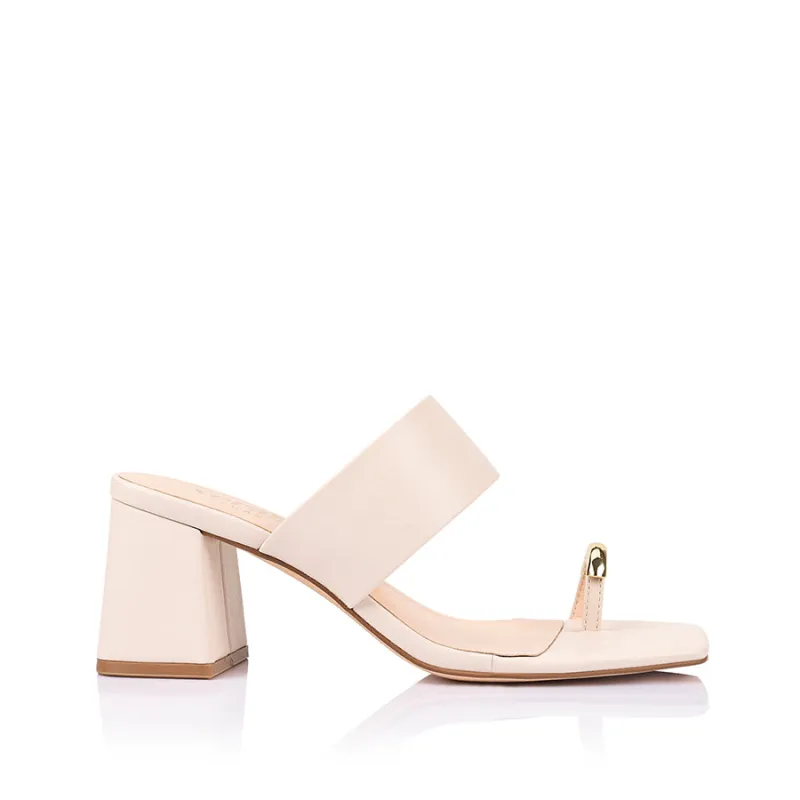 Stassie Block Heel Mules - Bone White sold by Verali