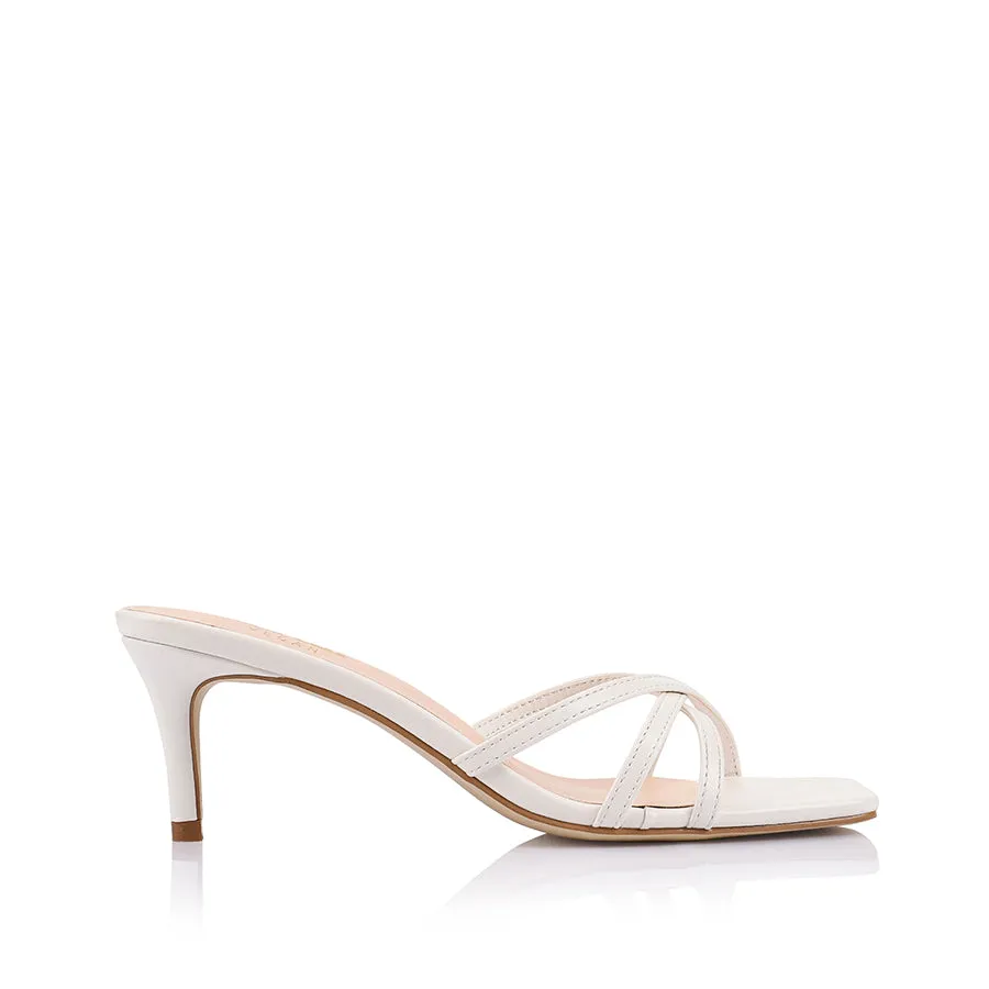Tarzan Heeled Mules - Chalk White sold by Verali
