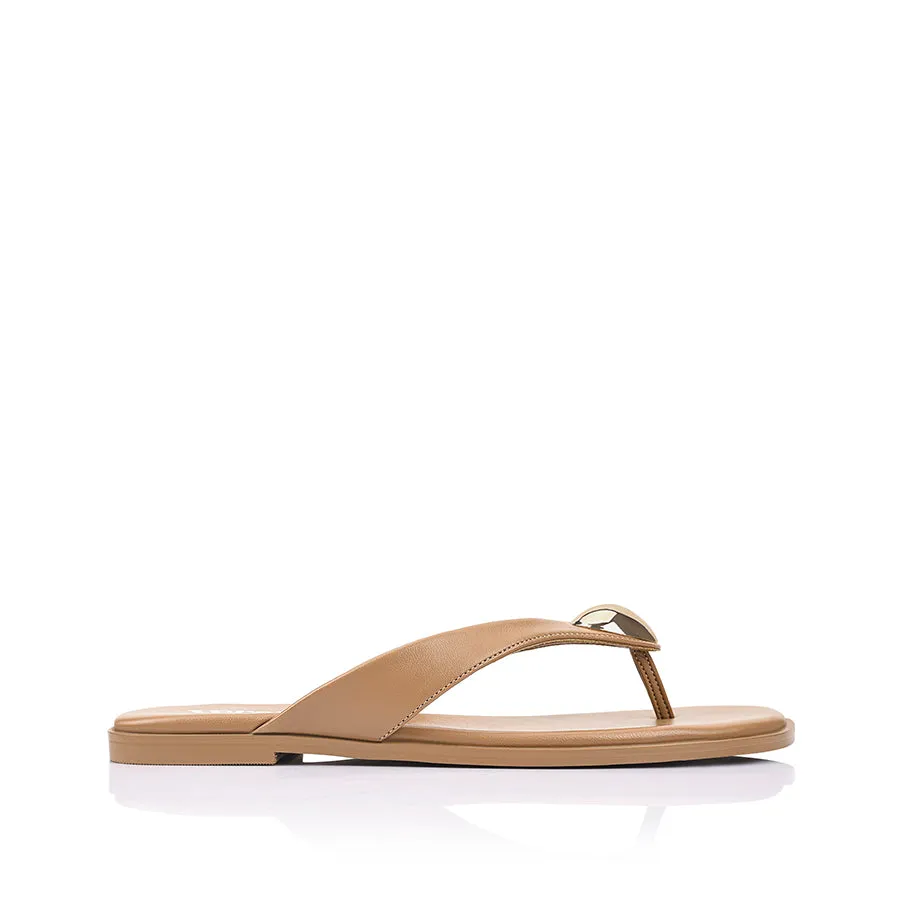Sara Casual Thongs - Dark Camel Tan sold by Verali