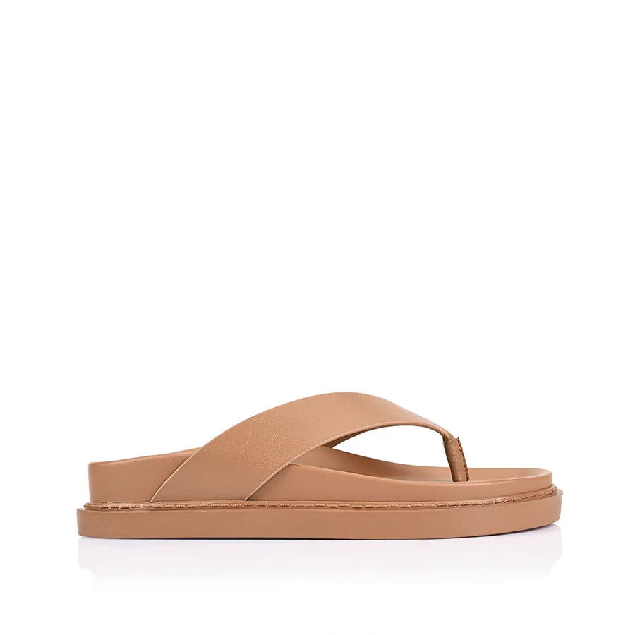 Bridget Footbed Slides - Dark Camel Tan sold by Verali
