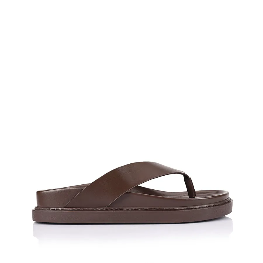 Bridget Footbed Slides - Chocolate Brown sold by Verali