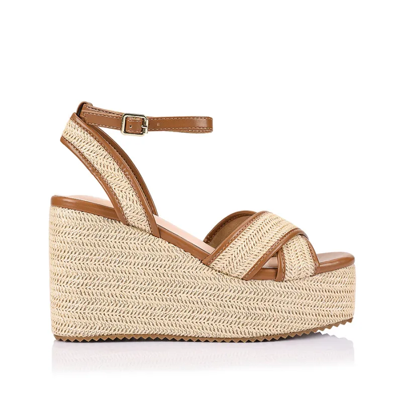 Callipo Raffia Wedges - Tan/Raffia sold by Verali