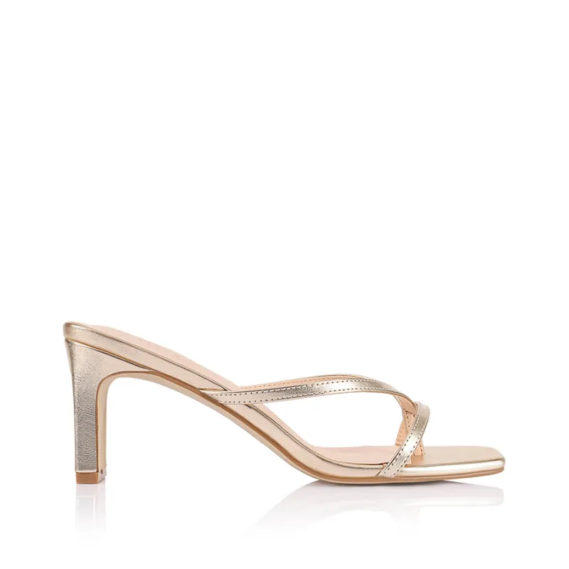 Gia Heeled Thongs - Champagne Gold sold by Verali