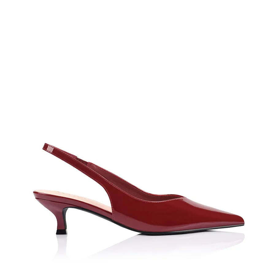 Lush Slingback Kitten Heels - Wine Patent sold by Verali
