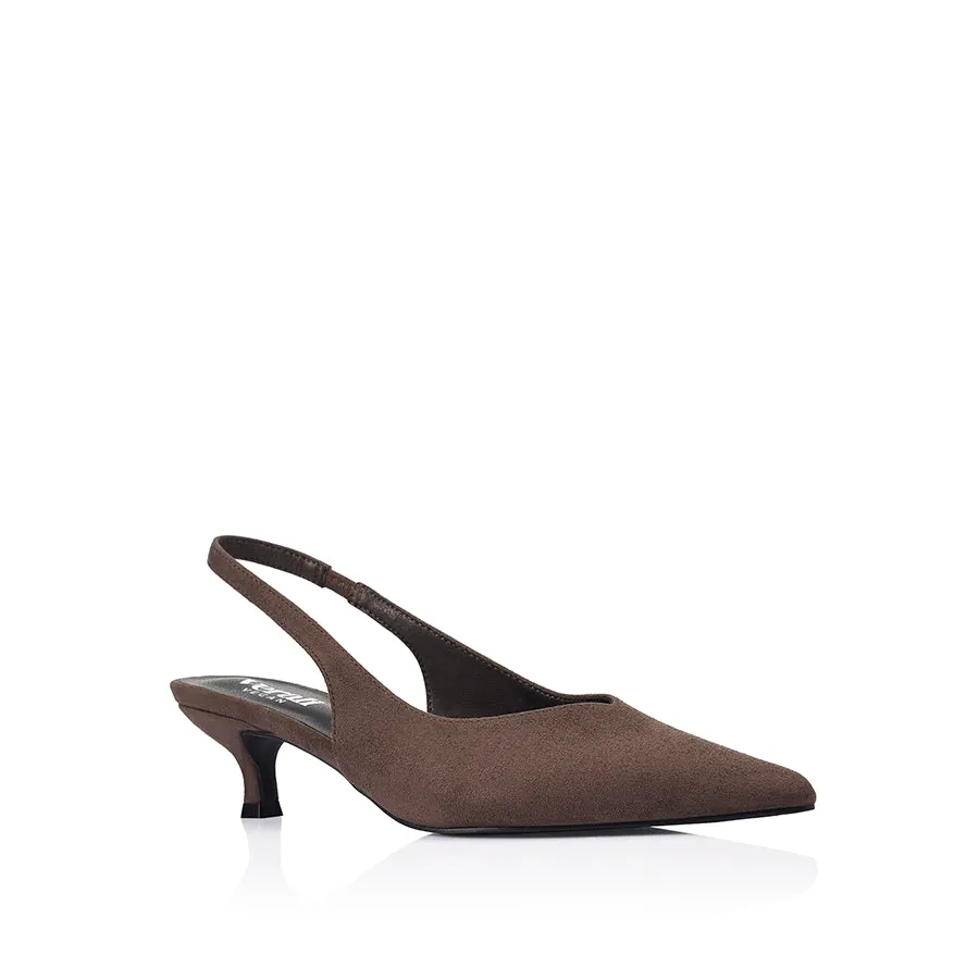 Lush Slingback Kitten Heels - Chocolate Brown Micro sold by Verali product image thumbnail 2