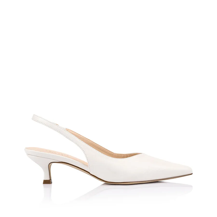 Lush Slingback Kitten Heels - Chalk White sold by Verali