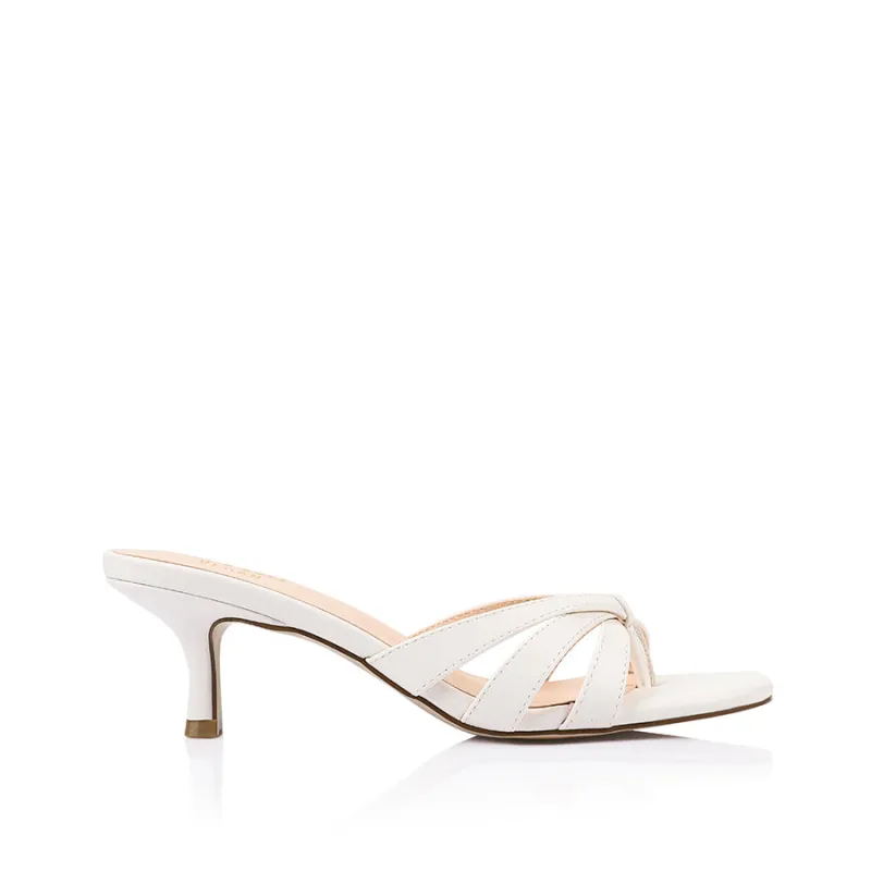 Beau Kitten Heel Thongs - Chalk White sold by Verali