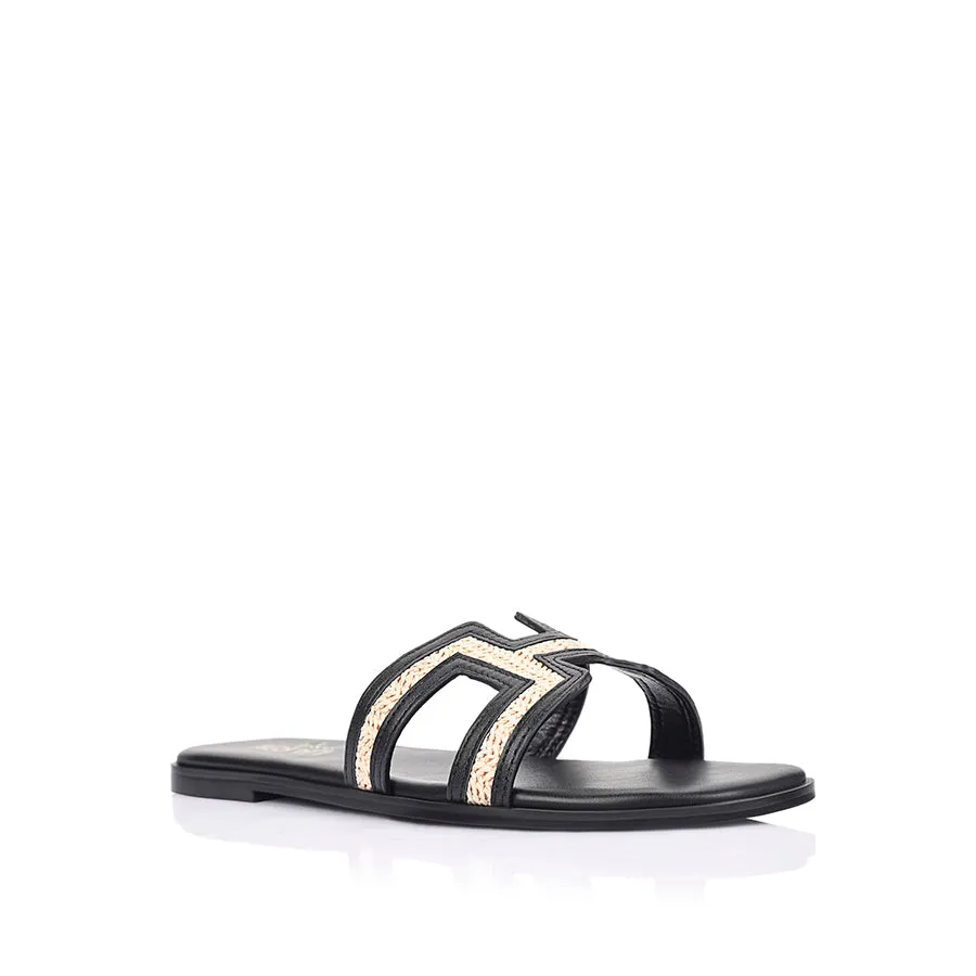 Sandra Casual Slides - Black/Raffia sold by Verali product image thumbnail 2