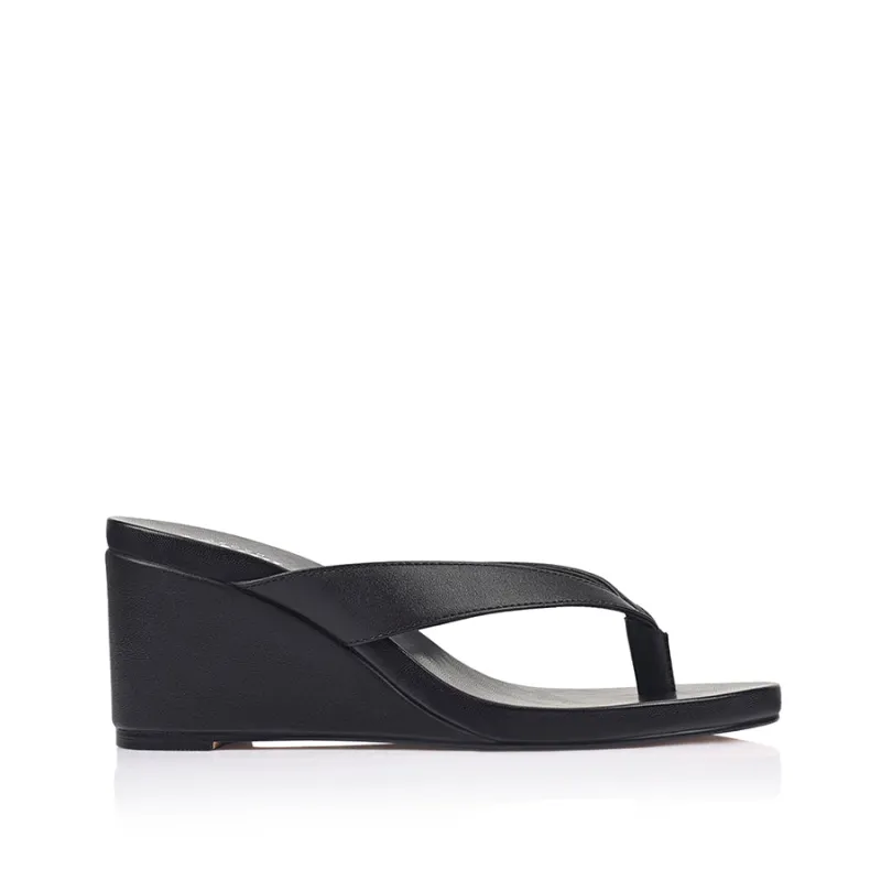 Polly Thong Wedges - Black sold by Verali
