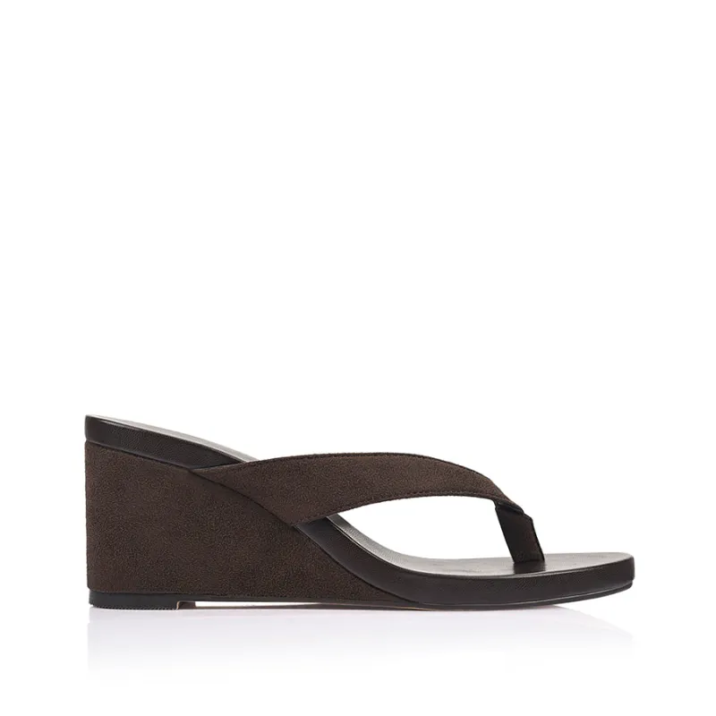 Polly Thong Wedges - Chocolate Brown Micro sold by Verali