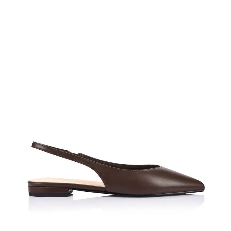 Hillary Slingback Flats - Chocolate Brown sold by Verali