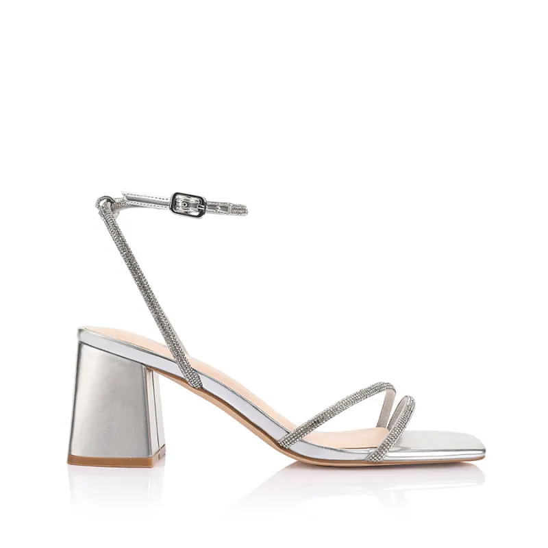 Strawberry Block Heel Sandals - Silver sold by Verali