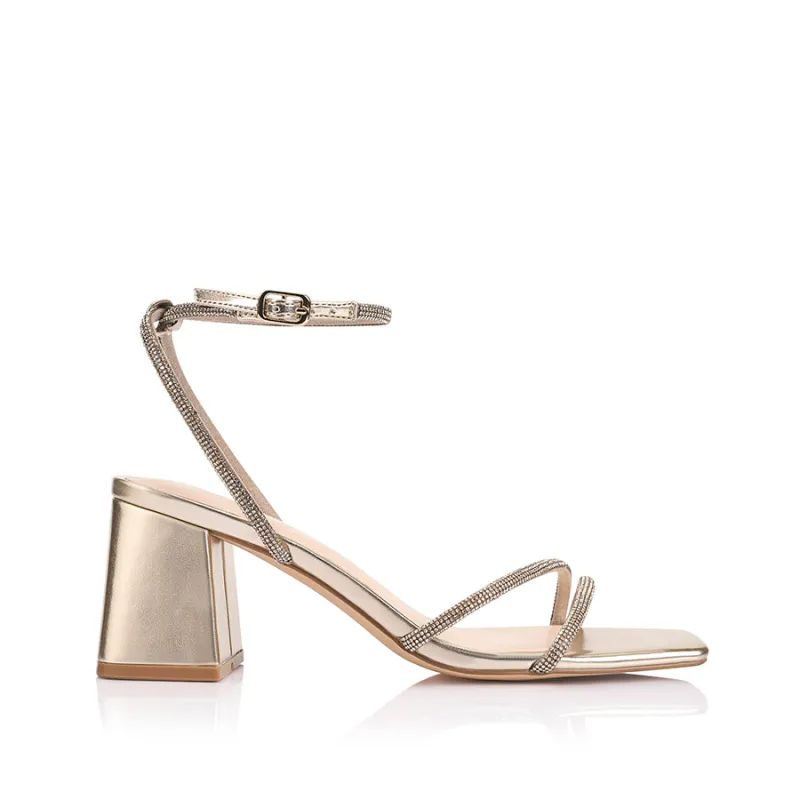 Strawberry Block Heel Sandals - Champagne Gold sold by Verali