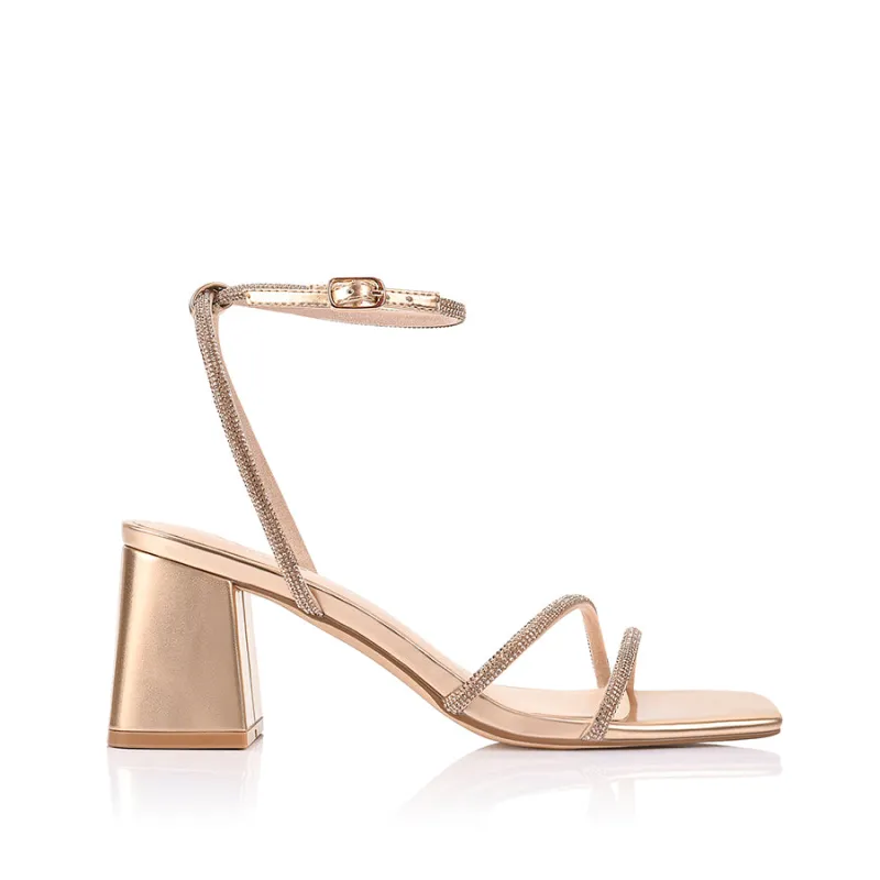 Strawberry Block Heel Sandals - Rose Gold sold by Verali