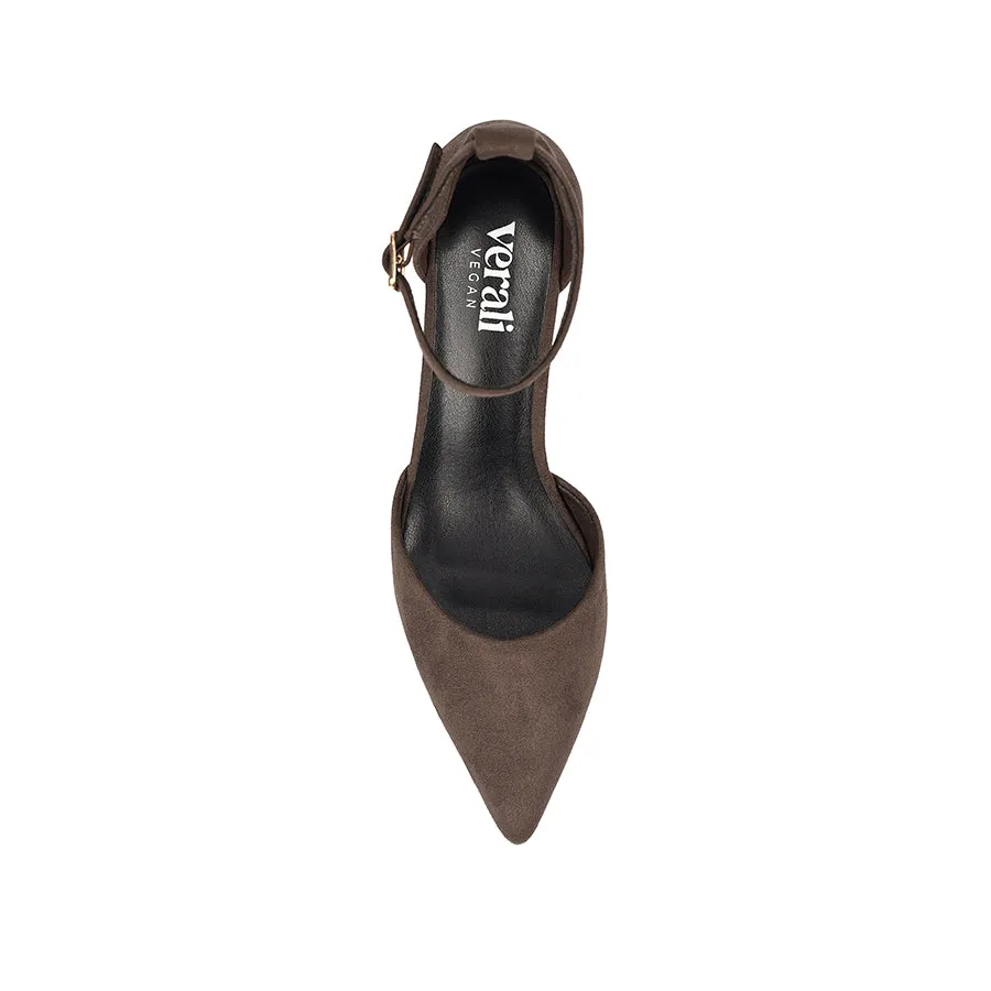 Eli Closed Toe Block Heels - Chocolate Brown Micro sold by Verali product image thumbnail 4