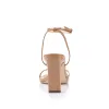 Kimmy Slim Strappy Heels - Dark Camel Patent sold by Verali