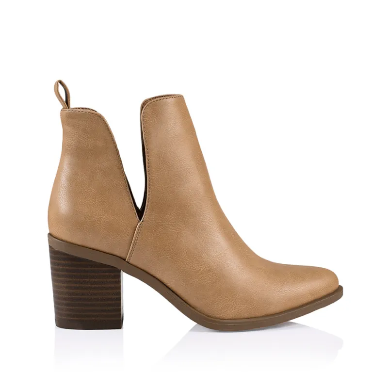Santana Cut Out Ankle Boots - Caramel Softee sold by Verali