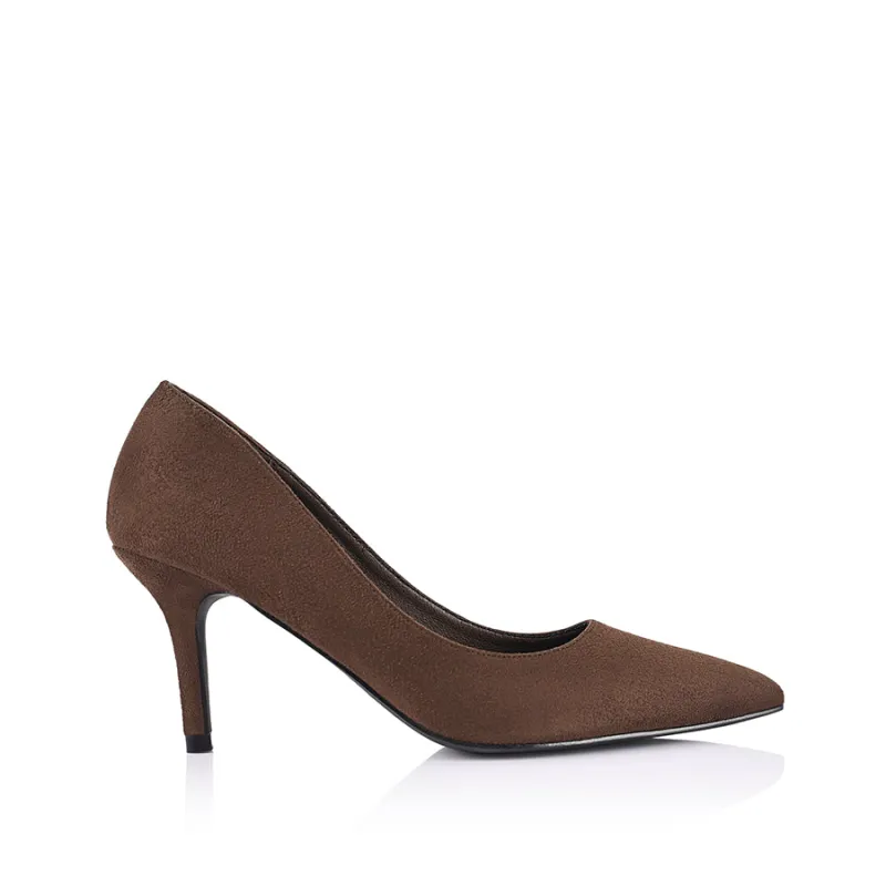 Lewis Stiletto Heel Pumps - Chocolate Brown Micro sold by Verali