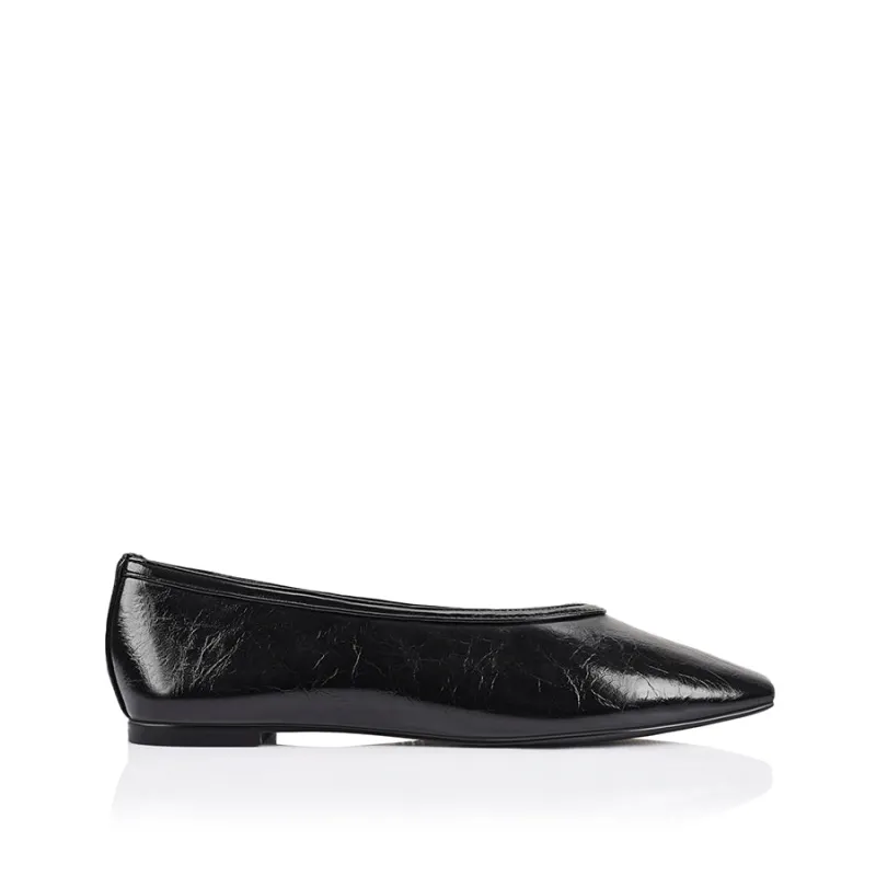 Euphoria Ballet Flats - Black Crinkle made by Verali