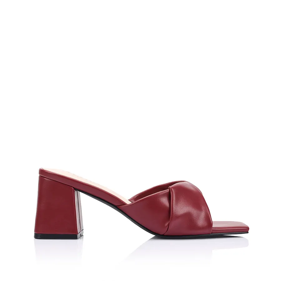 Stella Block Heel Mules - Berry Red sold by Verali
