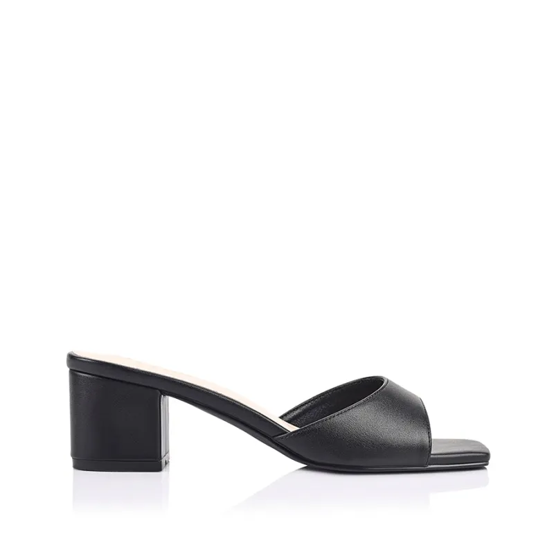 Wednesday Block Heel Mules - Black sold by Verali