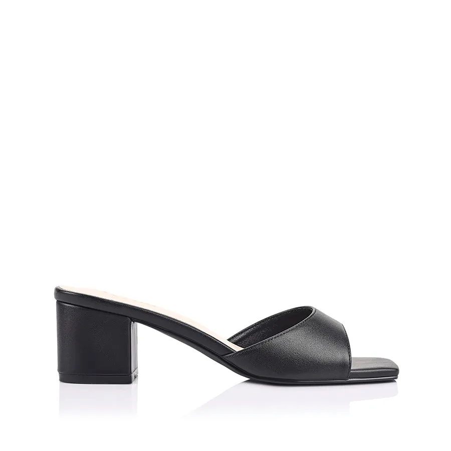 Wednesday Block Heel Mules - Black sold by Verali