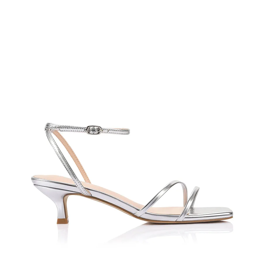 Alex Kitten Heel Sandals - Silver sold by Verali