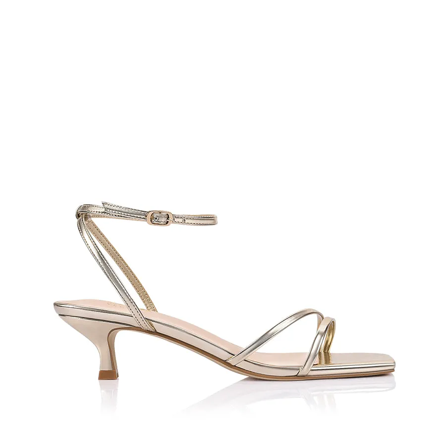 Alex Kitten Heel Sandals - Champagne Gold sold by Verali