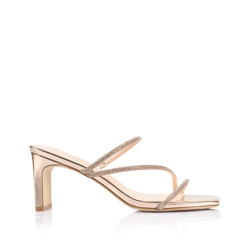 Ginger Block Heel Mules - Rose Gold made by Verali