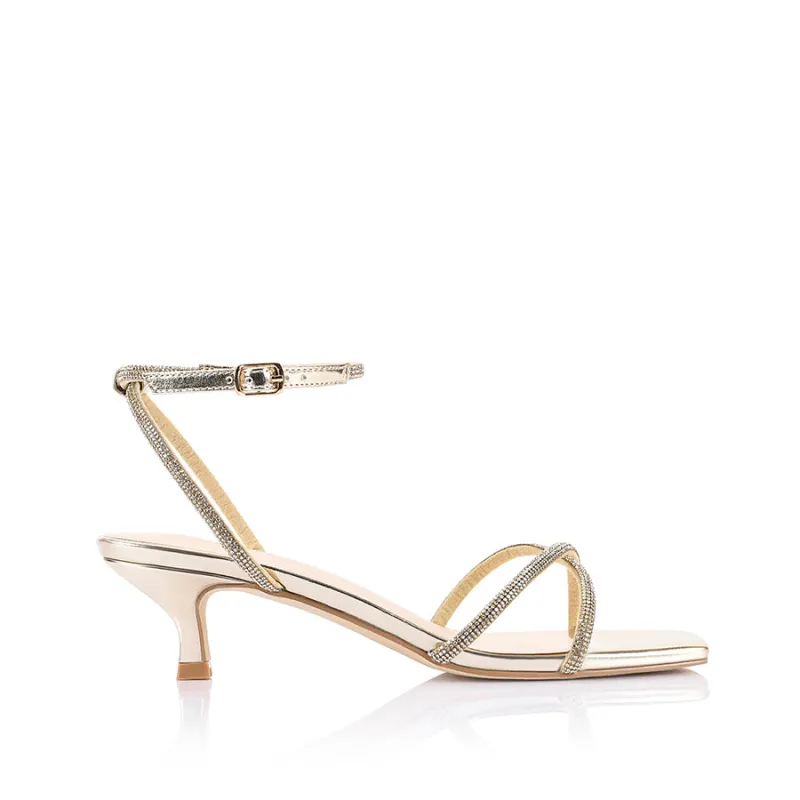 Ally Kitten Heel Sandal - Champagne Gold sold by Verali