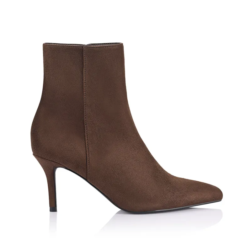 Beth Ankle Boots - Chocolate Brown Micro sold by Verali