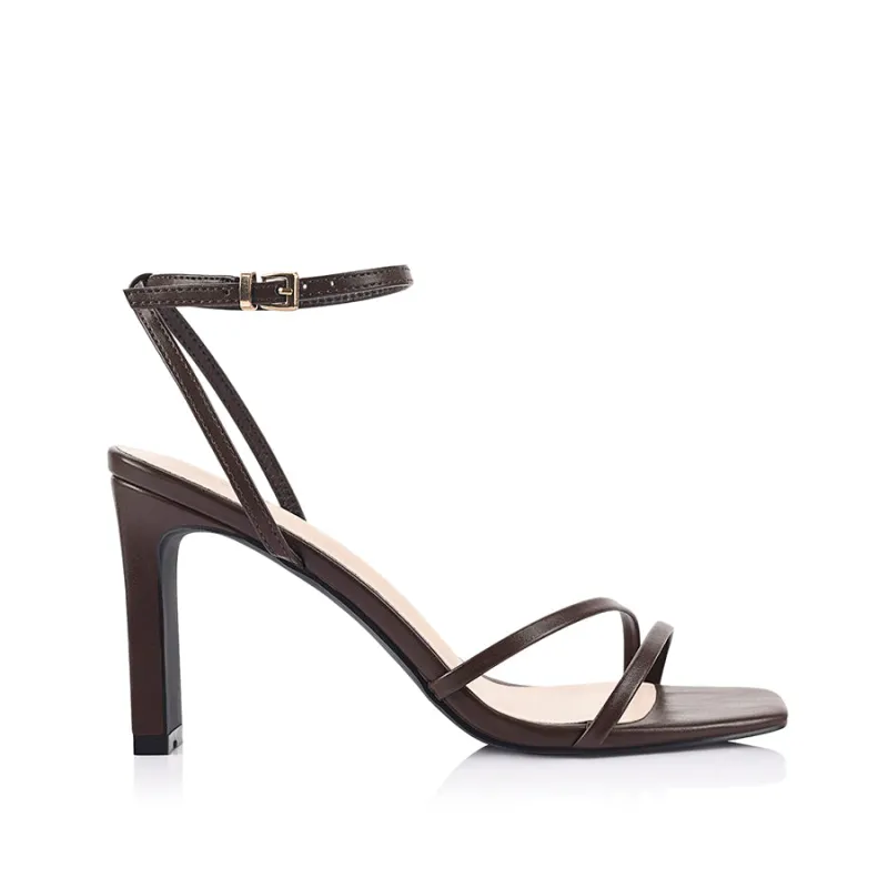 Kimmy Slim Strappy Heels - Chocolate Brown made by Verali