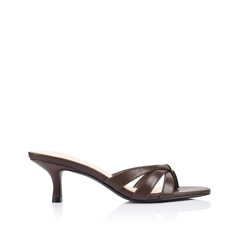 Beau Kitten Heel Thongs - Chocolate Brown sold by Verali