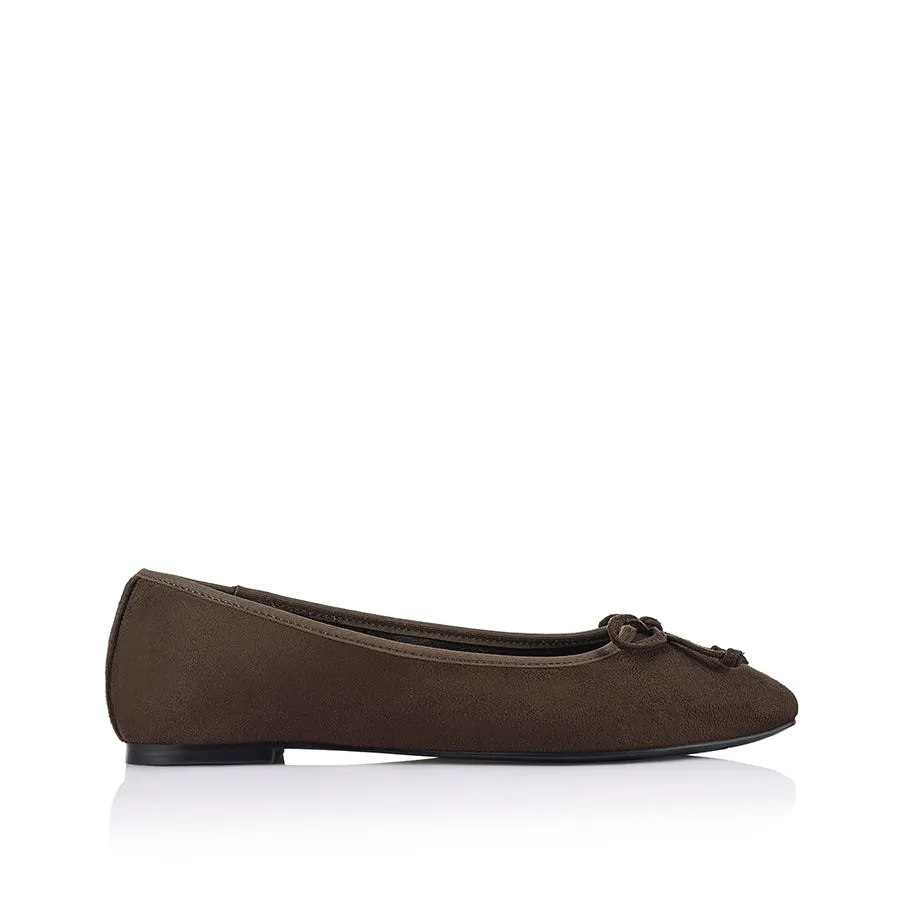 Eugenie Ballet Flats - Chocolate Brown Micro sold by Verali