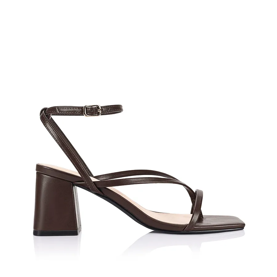 Status Block Heel Sandals - Chocolate Brown sold by Verali