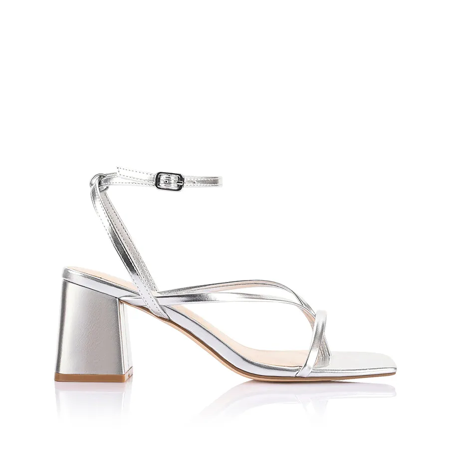 Status Block Heel Sandals - Silver sold by Verali