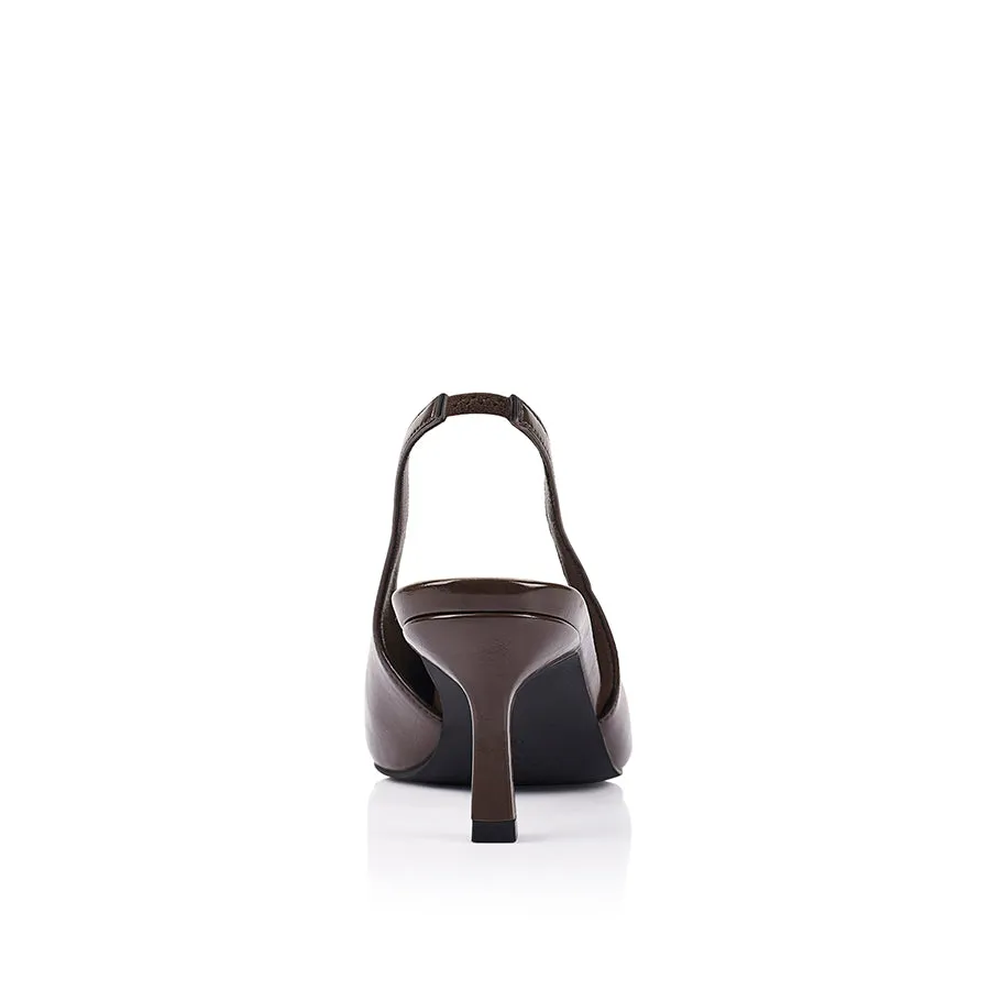 Lockwood Sling Back Stilettos - Chocolate Brown Crinkle sold by Verali product image thumbnail 3