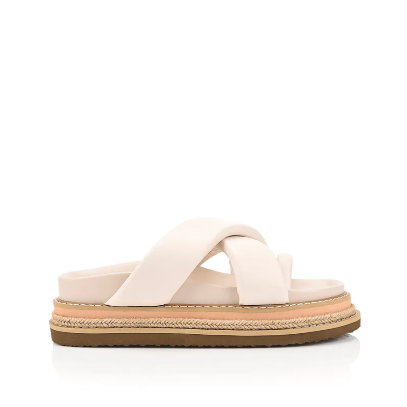 Thelma Flatform Slides - Bone White made by Verali